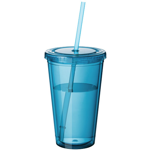 Cyclone 450 ml Insulated Tumbler With Straw - Aqua Blue
