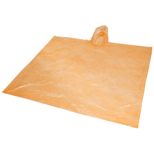 Ziva Disposable Rain Poncho With Storage Pouch - Orange