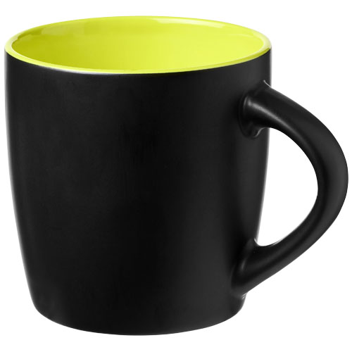 Riviera 340 ml Ceramic Mug - Black, Lime