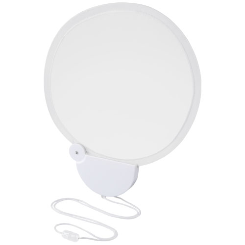 Breeze Foldable Hand Fan With Cord - White