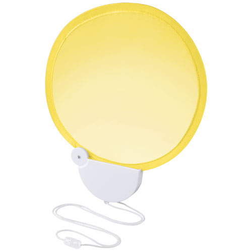 Breeze Foldable Hand Fan With Cord - Yellow, White