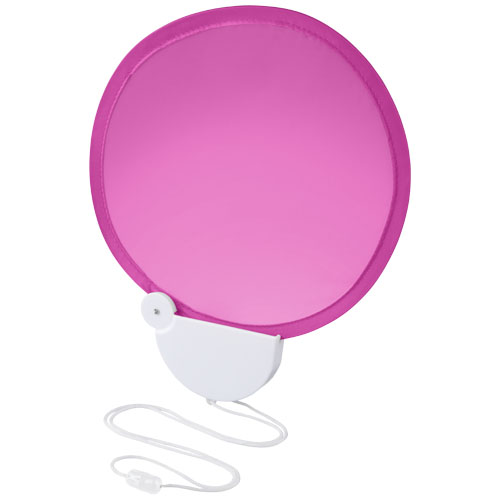 Breeze Foldable Hand Fan With Cord - Magenta, White