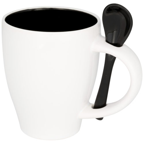 Nadu 250 ml Ceramic Mug With Spoon - Black