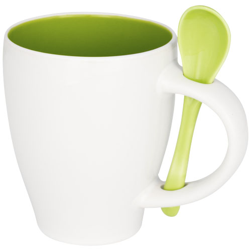 Nadu 250 ml Ceramic Mug With Spoon - Lime Green