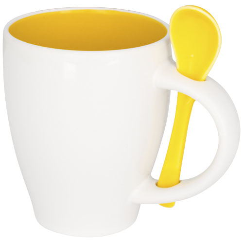 Nadu 250 ml Ceramic Mug With Spoon - Yellow