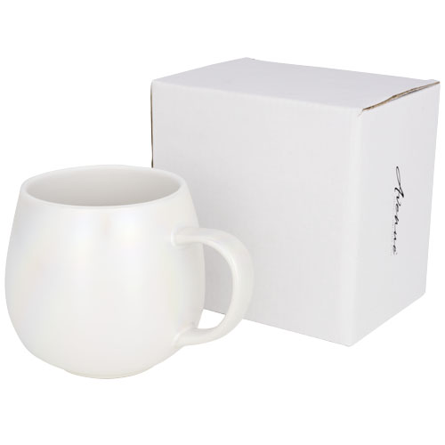 Glitz 420 ml Iridescent Ceramic Mug - White