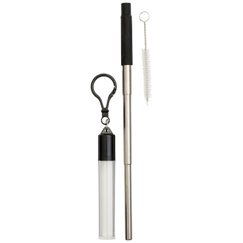 Zeya Reusable Stainless Steel Straw Keychain - Black