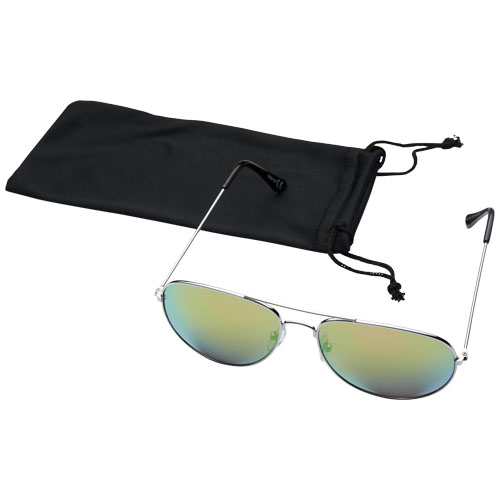 Aviator Sunglasses With Coloured Mirrored Lenses - Green