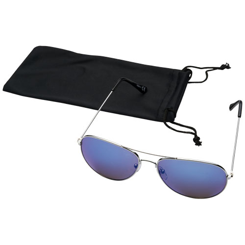 Aviator Sunglasses With Coloured Mirrored Lenses - Blue