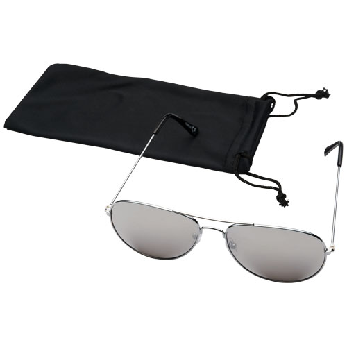 Aviator Sunglasses With Coloured Mirrored Lenses - Silver