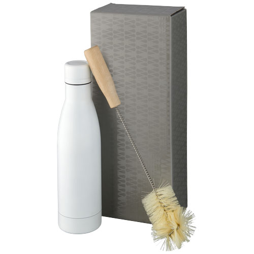 Vasa Copper Vacuum Insulated Bottle With Brush Set - White