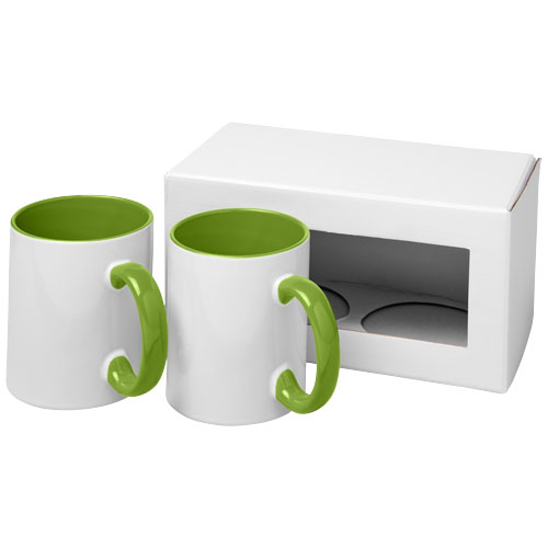 Ceramic Sublimation Mug 2-Pieces Gift Set - Lime Green