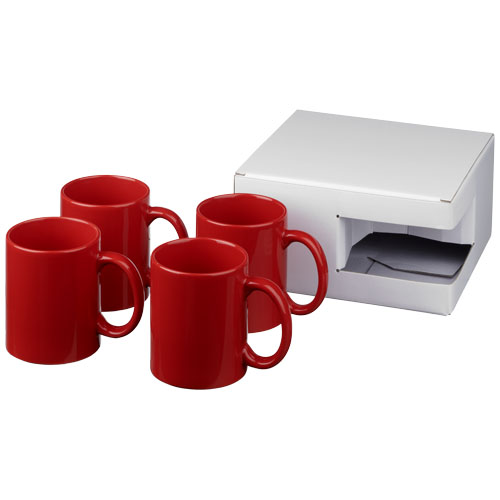 Ceramic Mug 4-Pieces Gift Set - Red
