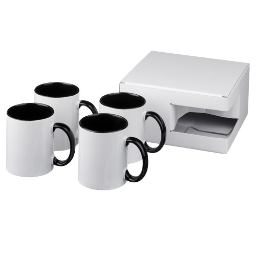 Ceramic Sublimation Mug 4-Pieces Gift Set - Black