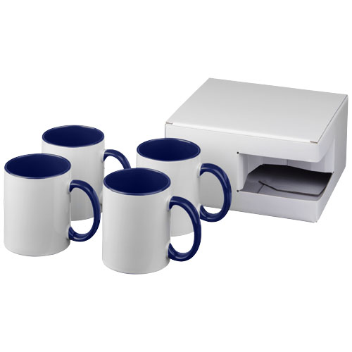 Ceramic Sublimation Mug 4-Pieces Gift Set - Blue