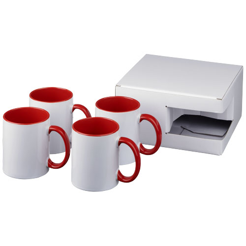 Ceramic Sublimation Mug 4-Pieces Gift Set - Red