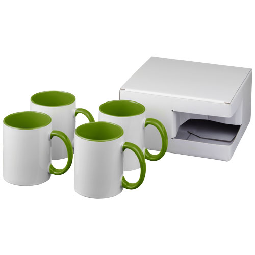 Ceramic Sublimation Mug 4-Pieces Gift Set - Lime Green