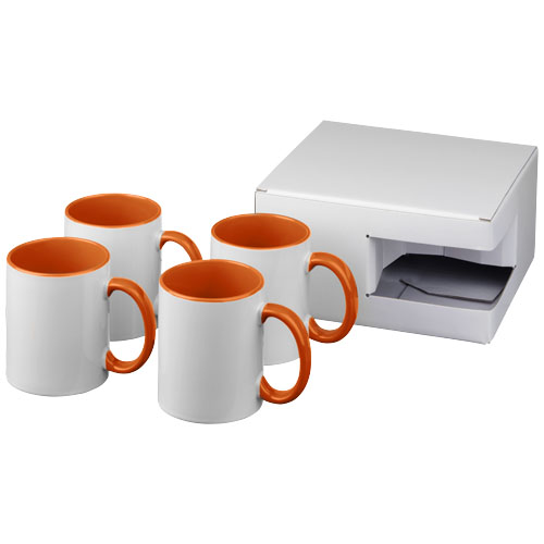 Ceramic Sublimation Mug 4-Pieces Gift Set - Orange