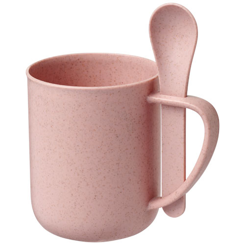 Rye 420 ml Wheat Straw Mug With Spoon - Magenta
