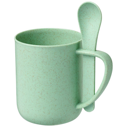 Rye 420 ml Wheat Straw Mug With Spoon - Mint