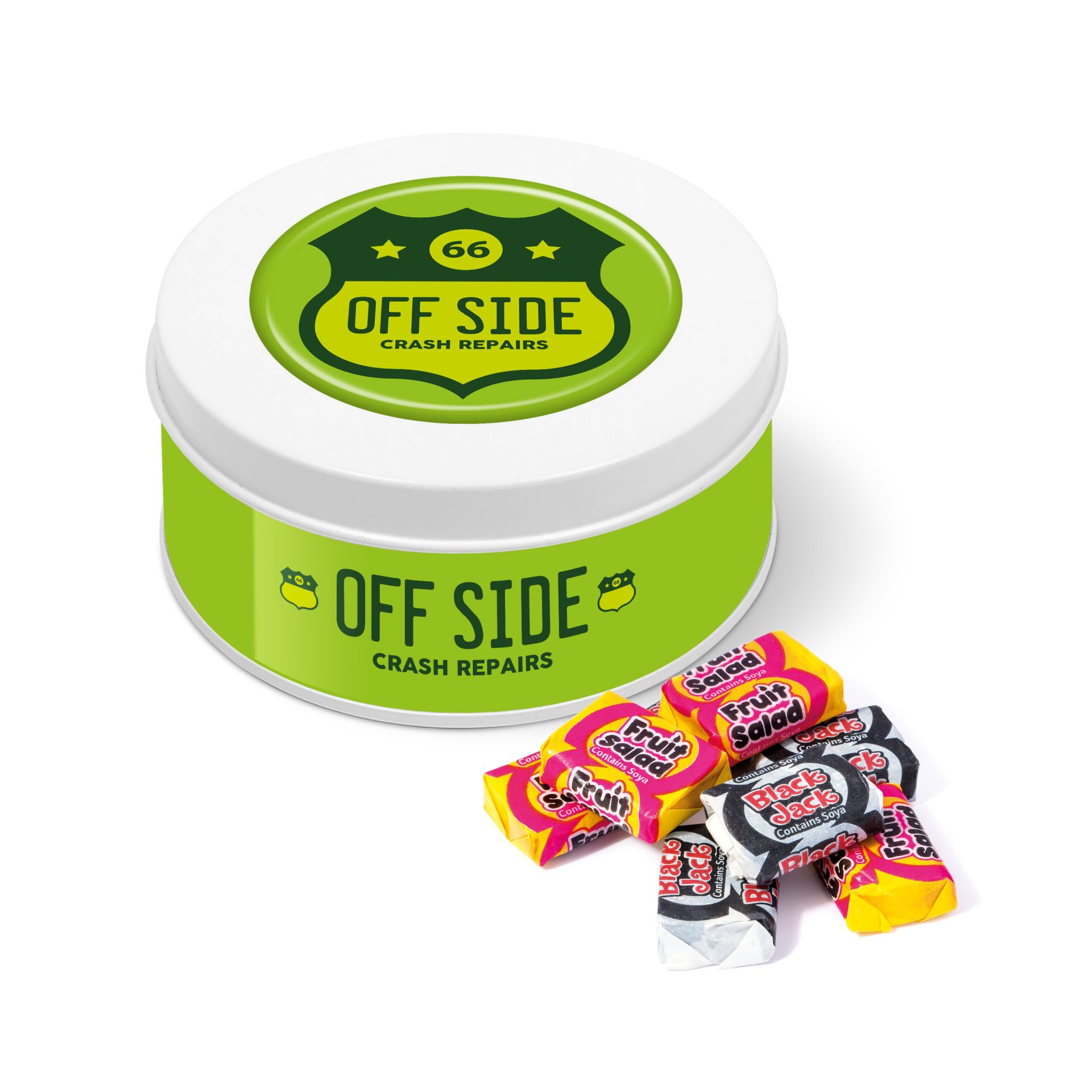 Treat Tin - White - Fruit Salads & Black Jacks