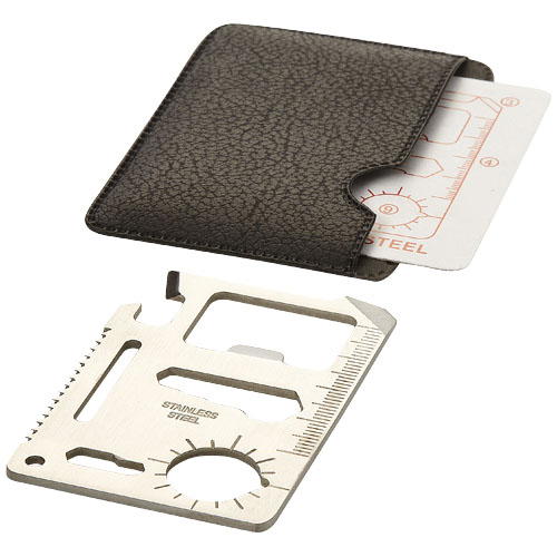 Saki 15-Function Pocket Tool Card - Silver, Black