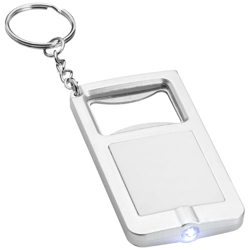 Orcus Led Keychain Light And Bottle Opener - White, Silver