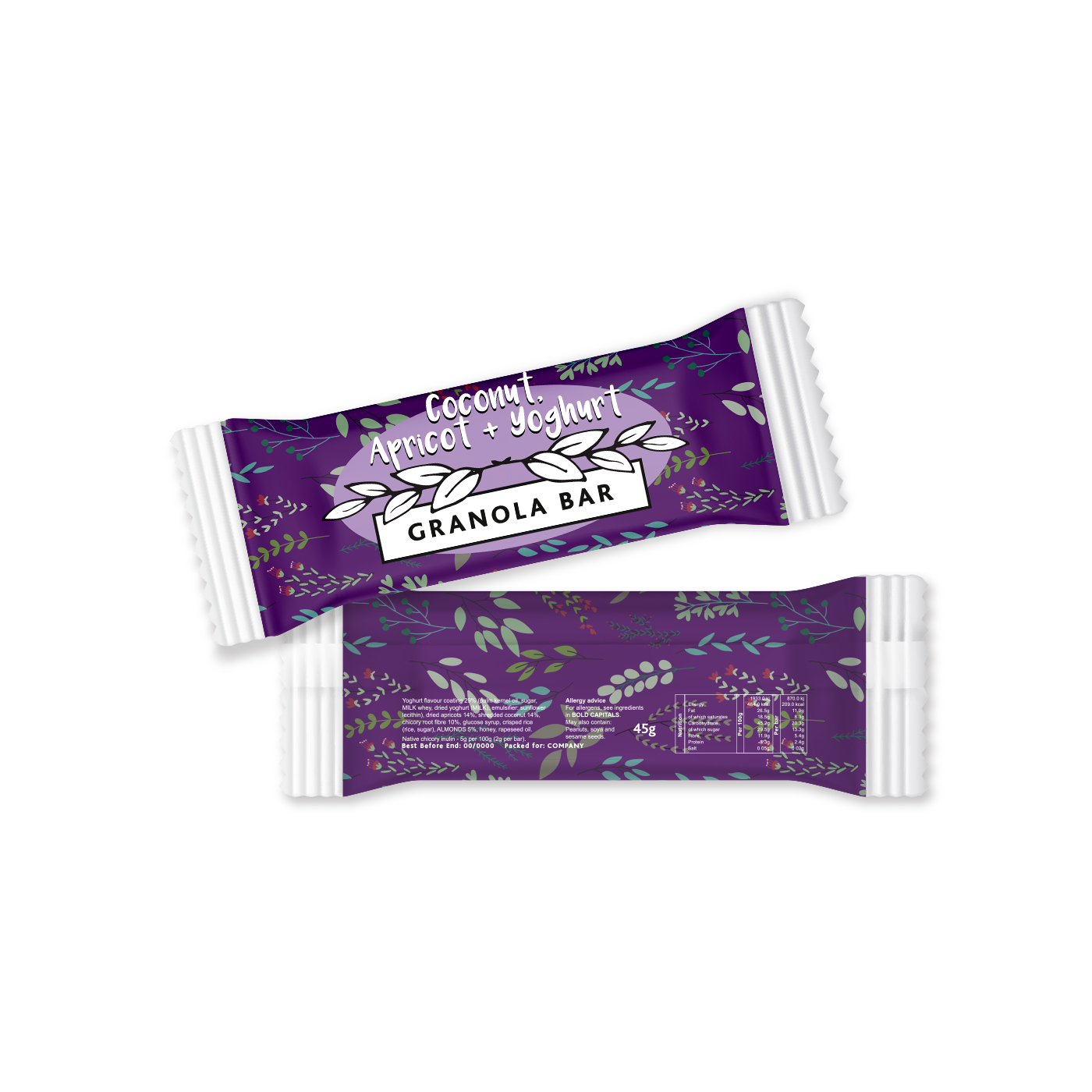 Paper Flow Bag - Coconut, Apricot & Yoghurt - Granola Bar