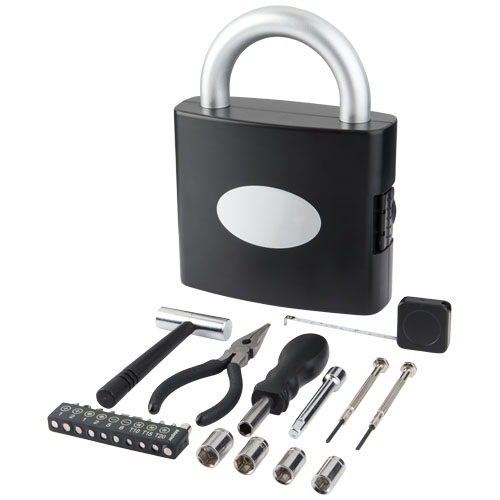 Locky 21-Piece Tool Box - Black, Silver