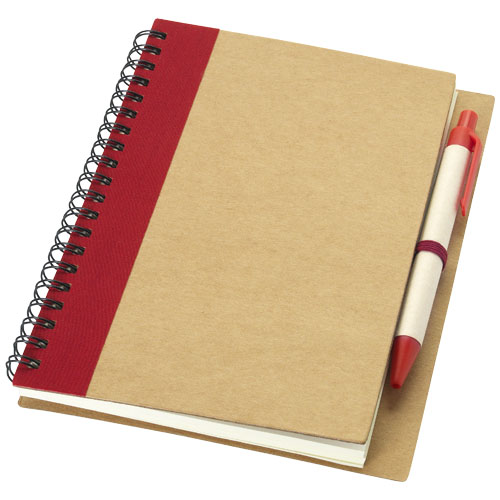 Priestly Recycled Notebook With Pen - Natural, Red