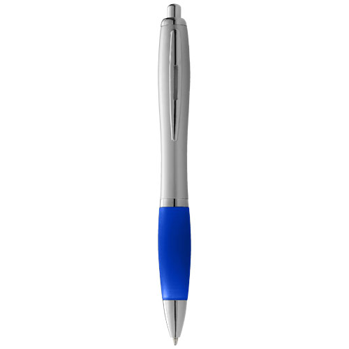 Nash Ballpoint Pen Silver Barrel And Coloured Grip - Silver, Royal Blue