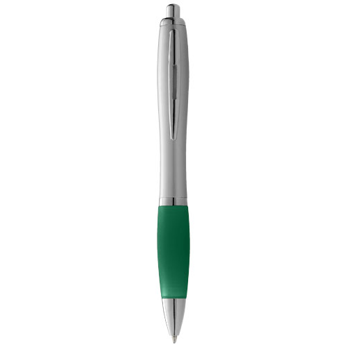 Nash Ballpoint Pen Silver Barrel And Coloured Grip - Green, Silver