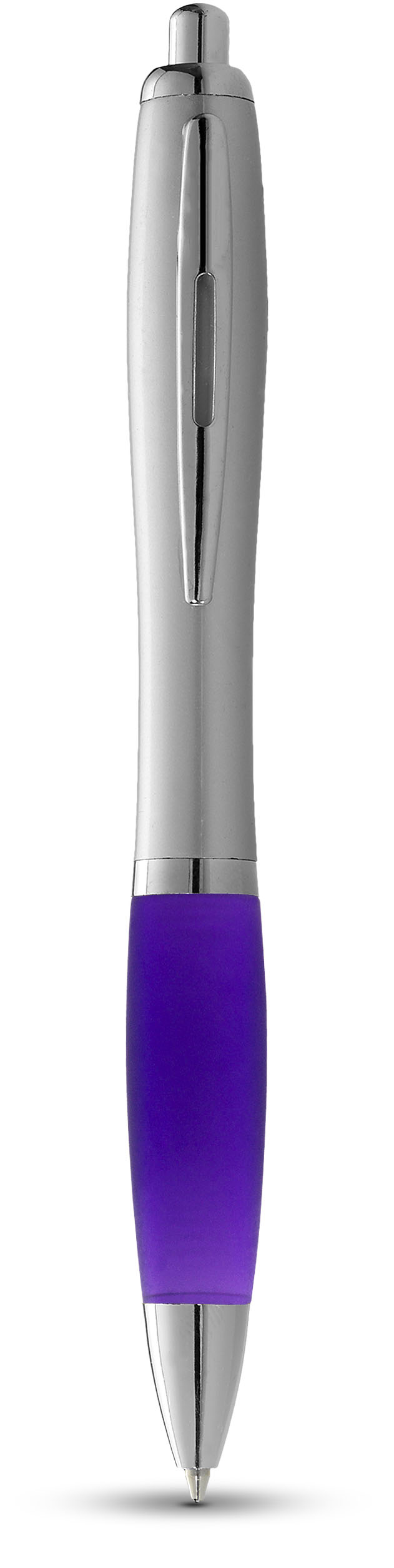 Nash Ballpoint Pen Silver Barrel And Coloured Grip - Purple, Silver