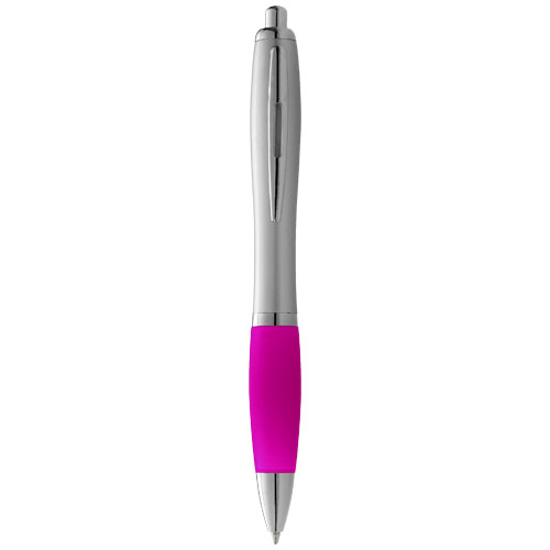 Nash Ballpoint Pen Silver Barrel And Coloured Grip - Silver, Pink