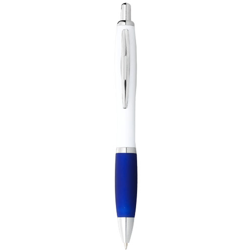 Nash Ballpoint Pen White Barrel And Coloured Grip - White, Royal Blue