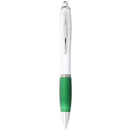 Nash Ballpoint Pen White Barrel And Coloured Grip - White, Green