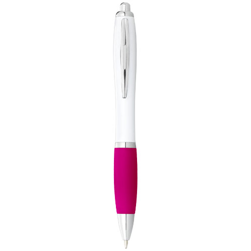 Nash Ballpoint Pen White Barrel And Coloured Grip - White, Pink