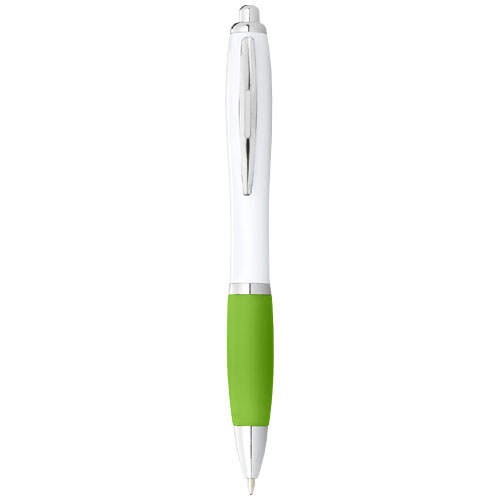 Nash Ballpoint Pen White Barrel And Coloured Grip - White, Lime