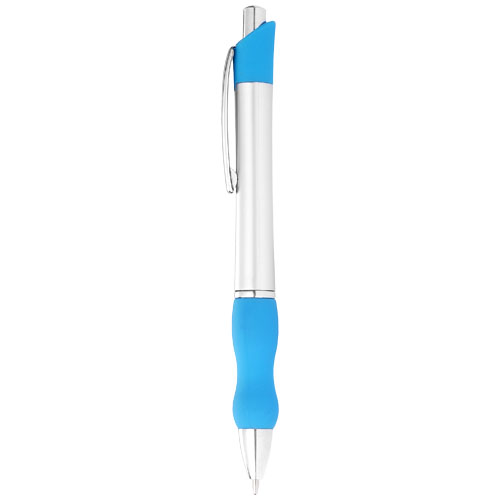 Bubble Ballpoint Pen With Comfortable Grip - Silver, Process Blue