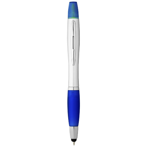 Nash Stylus Ballpoint Pen And Highlighter - Silver, Royal Blue