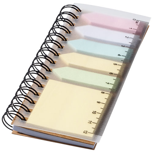 Spinner Spiral Notebook With Coloured Sticky Notes - Natural