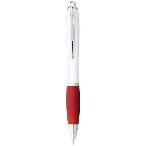 Nash Ballpoint Pen White Barrel And Coloured Grip - White, Red