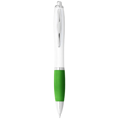 Nash Ballpoint Pen White Barrel And Coloured Grip - White, Lime