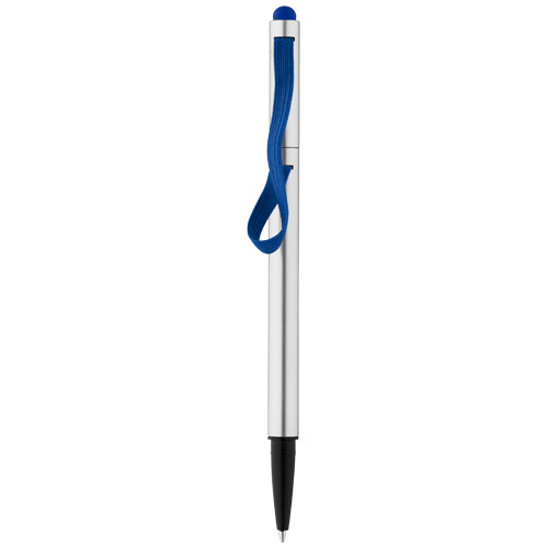 Stretch Ballpoint Pen With Elastic Strap - Silver, Royal Blue
