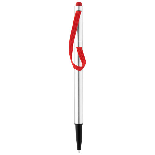 Stretch Ballpoint Pen With Elastic Strap - Silver, Red