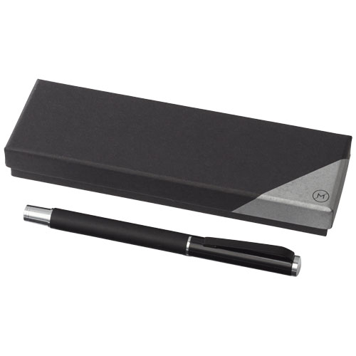 Pedova Rollerball Pen With Leather Barrel - Black