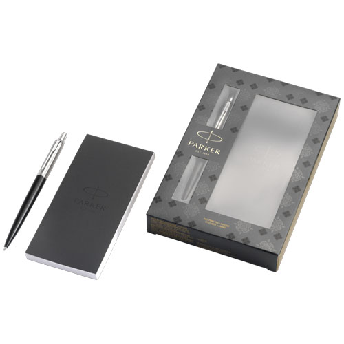 Parker Jotter Bond Street Gift Set With Pen And Notepad - Black