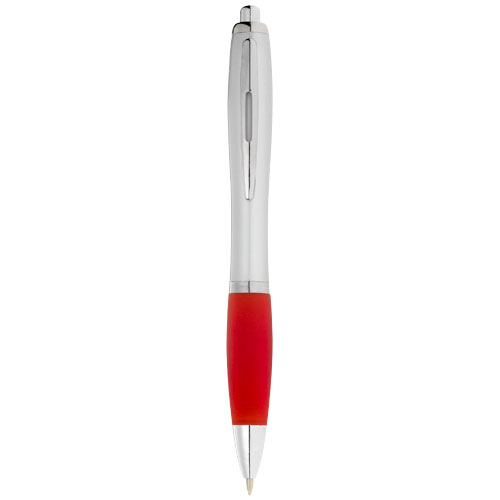 Nash Ballpoint Pen Silver Barrel And Coloured Grip - Silver, Red