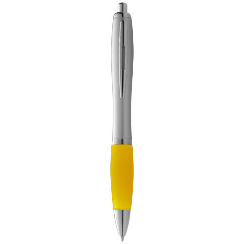Nash Ballpoint Pen Silver Barrel And Coloured Grip - Silver, Yellow