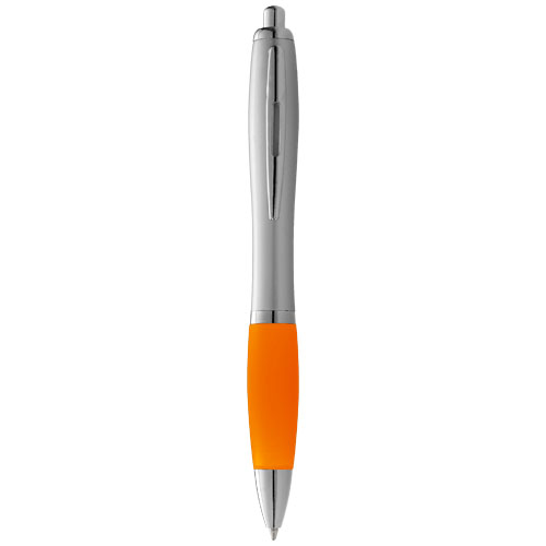 Nash Ballpoint Pen Silver Barrel And Coloured Grip - Silver, Orange
